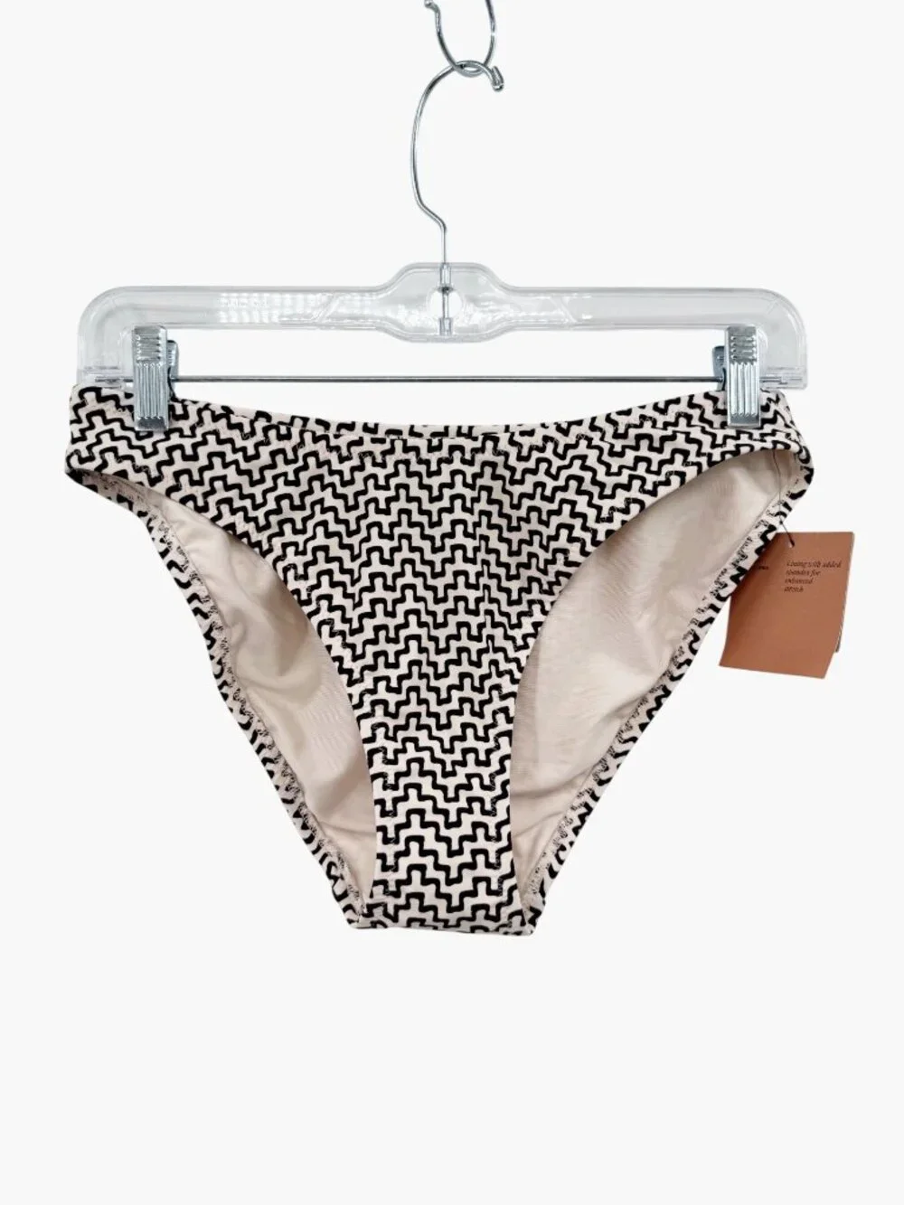 NEW Shade & Shore Geo Print High Leg Medium Coverage Bikini Bottom - Black/Cream